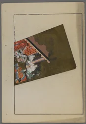 Japanese Toys, Hanetsuki Paddle with Garden Scene